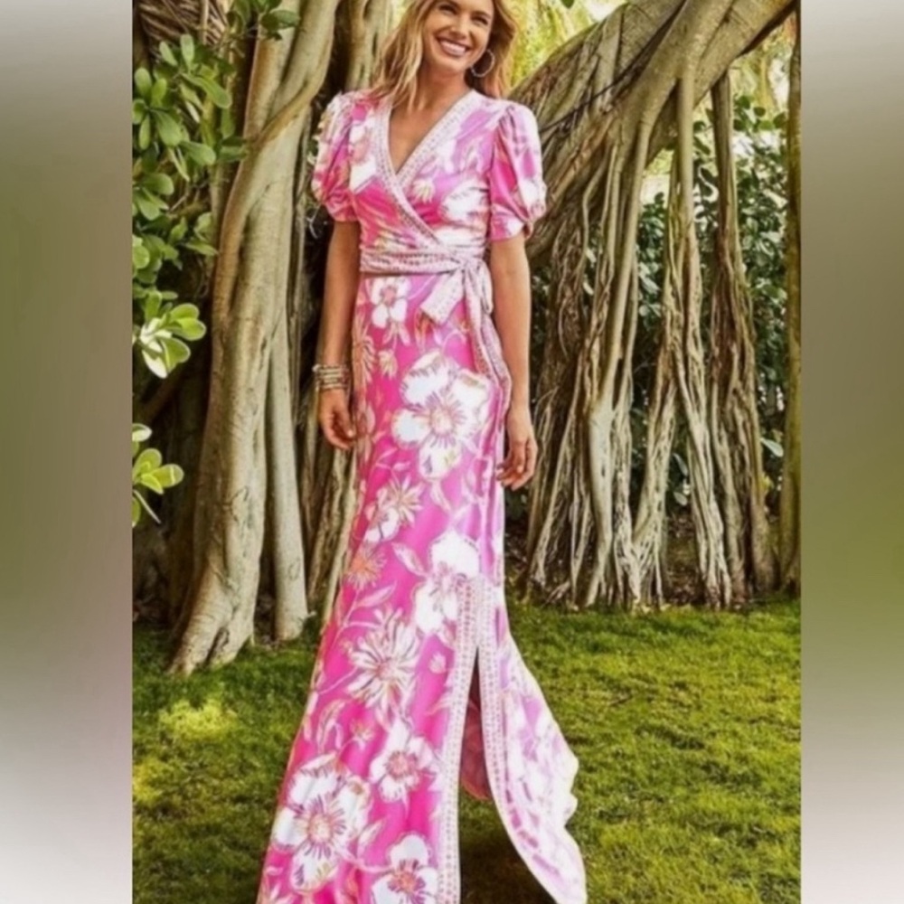 NWT Lilly Pulitzer Sailynn Maxi Set Prosecco Pink Size L Crop Top Skirt Sold Out